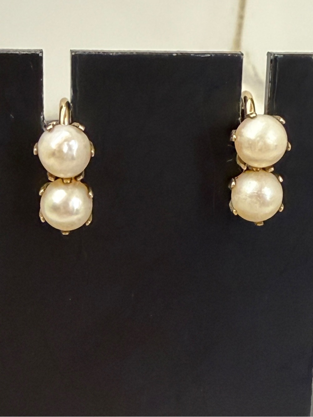 12k Gold Pearl Double-Drop Earrings - Classic Women's Jewelry